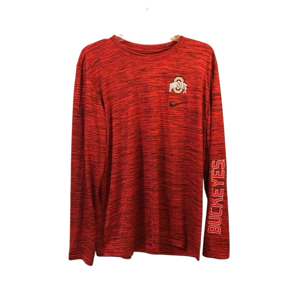 Nike Ohio State Buckeyes Scarlet Long Sleeve Dri Fit Shirt Size Large